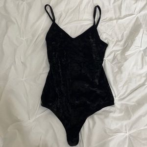 Black suede bodysuit